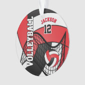 Rode, zwarte en witte volleybal 🏐 2 ornament (voorkant)