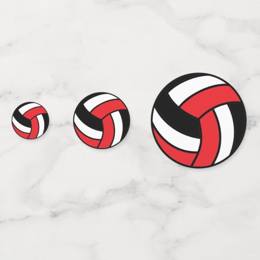 Rode, zwarte en witte volleybal confetti (Achterkanten)