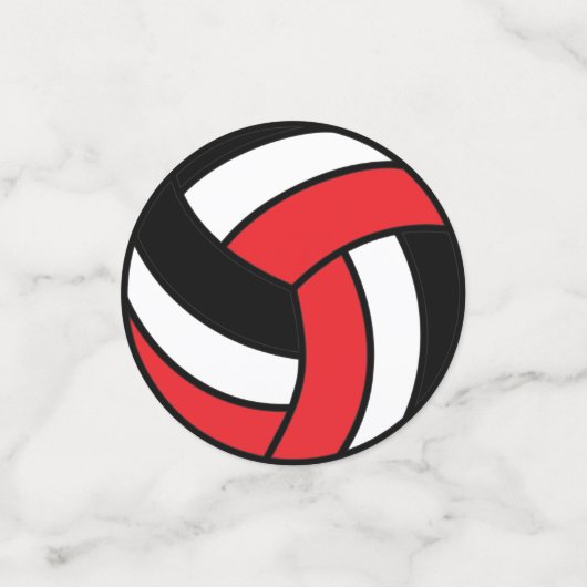 Rode, zwarte en witte volleybal confetti (Kleine voorkant)