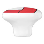 Rode, zwarte en witte volleybal keramische knop (Zijkant)