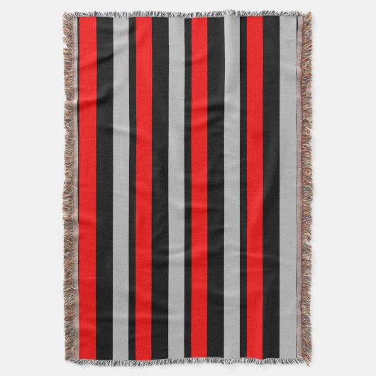 Rode zwarte en zilverstrips met schroefdraad deken (Voorkant Verticaal)