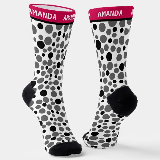 Rode zwarte erwten retro op witte achtergrond sokken (Gebogen)