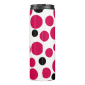 Rode zwarte erwten retro op witte achtergrond thermosbeker (Achterkant)