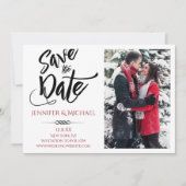 Rode zwarte foto Sla de datum op Save The Date (Voorkant)