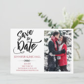 Rode zwarte foto Sla de datum op Save The Date (Staand voorkant)