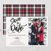 Rode zwarte foto Sla de datum op Save The Date (Voorkant / Achterkant)