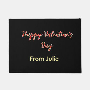 Rode zwarte gelukkige Valentijnsdag van naam stijl Deurmat