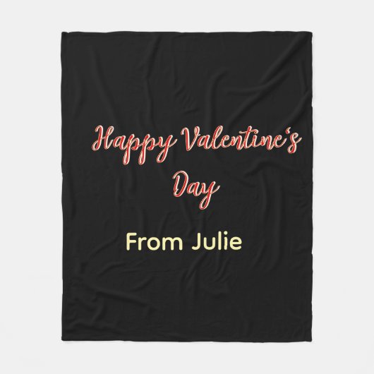 Rode zwarte gelukkige Valentijnsdag van naam stijl Fleece Deken (Voorkant)