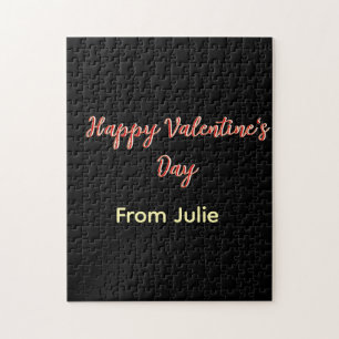 Rode zwarte gelukkige Valentijnsdag van naam stijl Legpuzzel