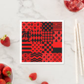 Rode zwarte gemengde patronen Patchwork ontwerp Servet (Insitu)