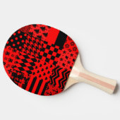 Rode zwarte gemengde patronen Patchwork ontwerp Tafeltennisbatje (Zijkant)