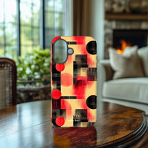 Rode & Zwarte Geometrische Kunst Telefoonhoes voor
