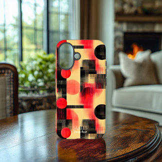 Rode & Zwarte Geometrische Kunst Telefoonhoes voor iPhone 16 Hoesje