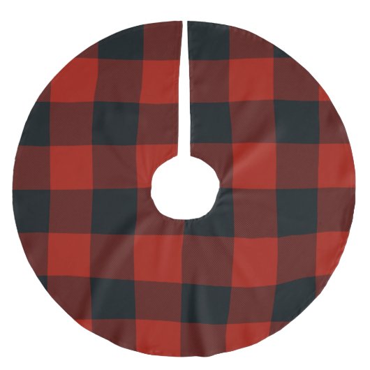 Rode & Zwarte Geruite Vierkanten Buffalo Plaid Kerstboom Rok (Voorkant)