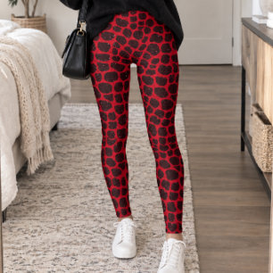 Rode Zwarte Giraffe Print Leggings