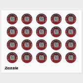 Rode Zwarte Gothic Scan Wedding Website QR Code Ronde Sticker (Vel)