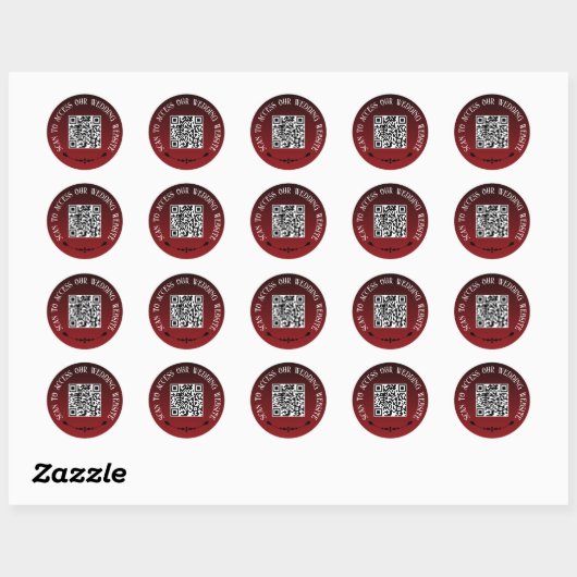 Rode Zwarte Gothic Scan Wedding Website QR Code Ronde Sticker (Vel)