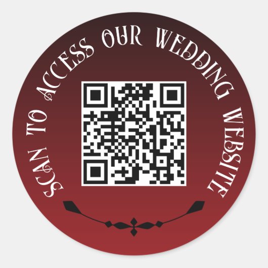 Rode Zwarte Gothic Scan Wedding Website QR Code Ronde Sticker (Voorkant)