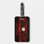 Rode + zwarte gothische stam met Logo Bagagelabel (Achterkant verticaal)