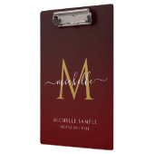 Rode Zwarte Goud Schrift Typografie Naam Monogram Klembord (Links)