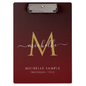 Rode Zwarte Goud Schrift Typografie Naam Monogram Klembord (Voorkant)