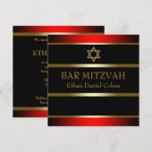 Rode Zwarte Gouden Bar Mitzvah Kaart (Voorkant / Achterkant)