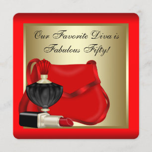 Rode zwarte goudparfum vrouwen Birthday Party Kaart