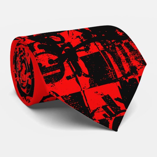 Rode & zwarte graffiti stropdas (Opgerold)
