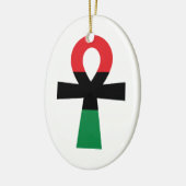 Rode, Zwarte & Groene Ankh Keramisch Ornament (Links)