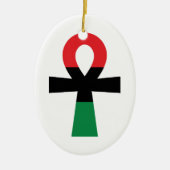 Rode, Zwarte & Groene Ankh Keramisch Ornament (Voorkant)