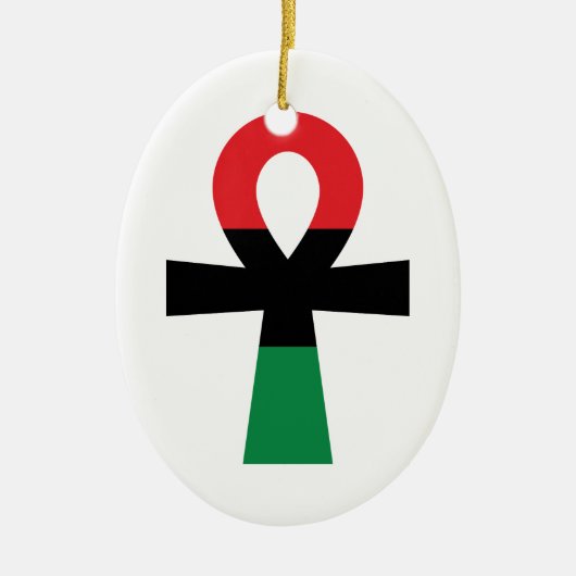 Rode, Zwarte & Groene Ankh Keramisch Ornament (Voorkant)