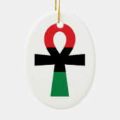 Rode, Zwarte & Groene Ankh Keramisch Ornament (Achterkant)