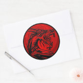 Rode zwarte grunge draak ronde stickers (Envelop)