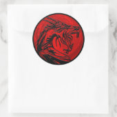 Rode zwarte grunge draak ronde stickers (Tas)