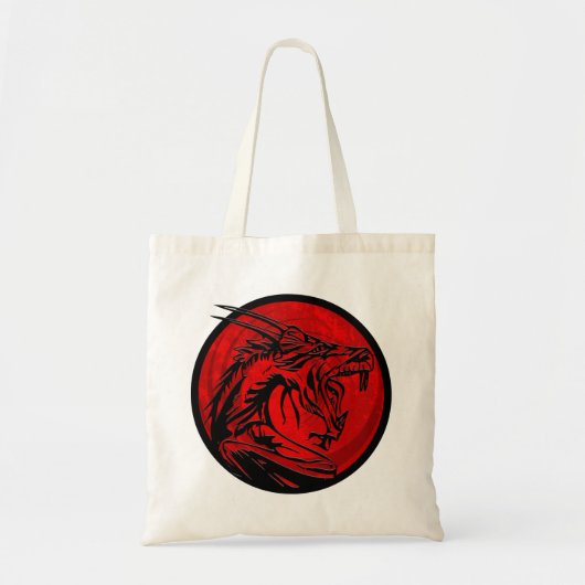 Rode zwarte grunge drakencirkel canvas tas (Voorkant)