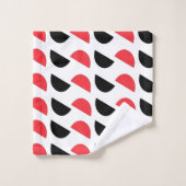 Rode zwarte halve cirkel Geometrische patronen Bad Handdoek (Wasdoekje)