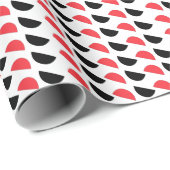 Rode zwarte halve cirkel naadloos geometrisch patr cadeaupapier (Rol Hoek)