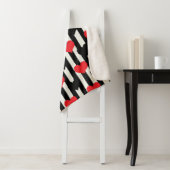 Rode zwarte harten op zwarte witte strepen sherpa deken (In situ)