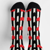 Rode zwarte harten op zwarte witte strepen sokken (Top)