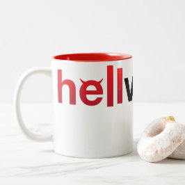 Rode & Zwarte helvetica woordmerk Tweekleurige Koffiemok