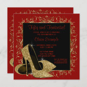 Rode zwarte hoge hakken vrouwen verjaardagsfeestje kaart (Voorkant / Achterkant)