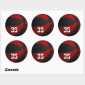 rode zwarte jongens basketbalmannen ronde sticker (Vel)