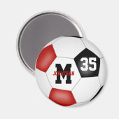 rode zwarte jongens voetbalclubs kleuren magneet (Voorkant / Achterkant)