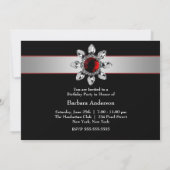 Rode zwarte juweel vrouwen 40ste verjaardagsfeest kaart (Achterkant)