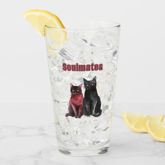 Rode Zwarte Katten Soulmates Glas (Voorkant ijs)