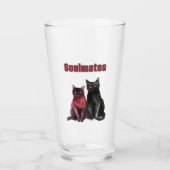 Rode Zwarte Katten Soulmates Glas (Voorkant)