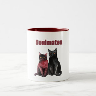 Rode Zwarte Katten Soulmates Tweekleurige Koffiemok