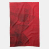 Rode zwarte liefde voor abstracte moderne tekenkun theedoek (Verticaal)