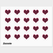 rode zwarte liefdeshart ronde sticker (Vel)