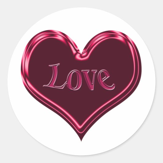 rode zwarte liefdeshart ronde sticker (Voorkant)